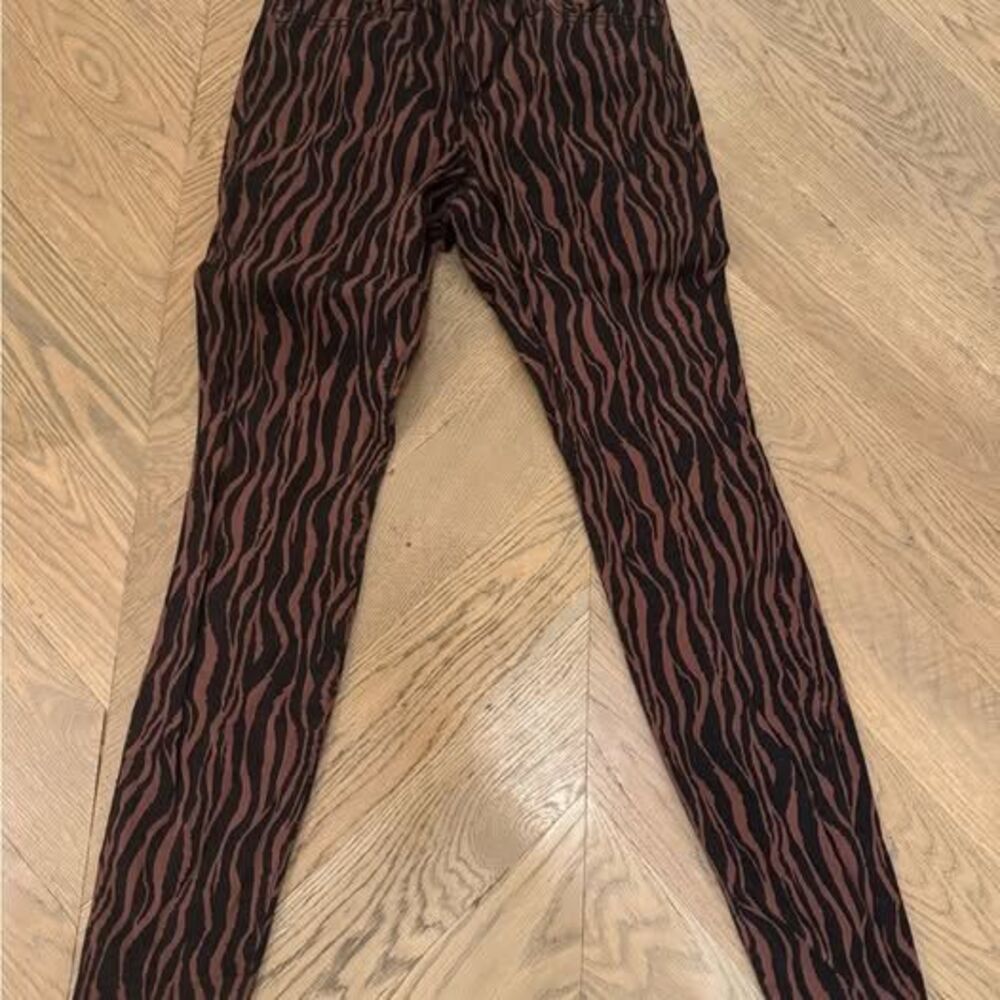 INC International Concepts Brown Black Zebra tiger Print Skinny Pants Size 6